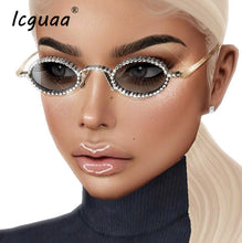 Load image into Gallery viewer, Rhinestone Sunglasses Women 2023 Small Oval Bling Diamond Brand Sun Glasses Female Shades Round Oculos De Sol