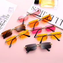 Load image into Gallery viewer, Rimless Diamond Sunglasses Women Rectangle Steampunk Sun Glasses Crystal Vintage Rhinestone Glasses Eyewear UV400 Oculos