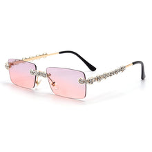 Load image into Gallery viewer, Rimless Diamond Sunglasses Women Rectangle Steampunk Sun Glasses Crystal Vintage Rhinestone Glasses Eyewear UV400 Oculos