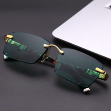 Load image into Gallery viewer, Rimless Glass Sunglasses Man Woman Natural Crystal Stone Sun Glasses Green Lens Vintage Acetate Frame Anti Eye Dry