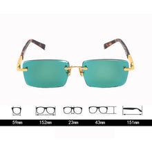 Load image into Gallery viewer, Rimless Glass Sunglasses Man Woman Natural Crystal Stone Sun Glasses Green Lens Vintage Acetate Frame Anti Eye Dry