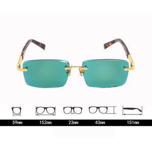 Rimless Glass Sunglasses Man Woman Natural Crystal Stone Sun Glasses Green Lens Vintage Acetate Frame Anti Eye Dry