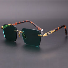 Load image into Gallery viewer, Rimless Green Glass Sunglasses Man Natural Crystal Stone Sun Glasses Woman Vintage Acetate Frame Anti Eye Dry