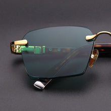 Load image into Gallery viewer, Rimless Green Glass Sunglasses Man Natural Crystal Stone Sun Glasses Woman Vintage Acetate Frame Anti Eye Dry
