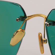 Load image into Gallery viewer, Rimless Green Glass Sunglasses Man Natural Crystal Stone Sun Glasses Woman Vintage Acetate Frame Anti Eye Dry