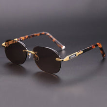 Load image into Gallery viewer, Rimless Oval Glass Sunglasses Man Woman Natural Crystal Stone Lens Acetate Glasses Frame Vintage Sun Glasses