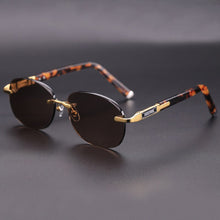 Load image into Gallery viewer, Rimless Oval Glass Sunglasses Man Woman Natural Crystal Stone Lens Acetate Glasses Frame Vintage Sun Glasses