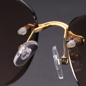 Rimless Oval Glass Sunglasses Man Woman Natural Crystal Stone Tea Lens Sun Glasses Vintage Acetate Frame