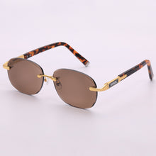 Load image into Gallery viewer, Rimless Oval Sunglasses Man Woman Acetate Glasses Frame Natural Crystal Stone Lens Goggles Man Oculos