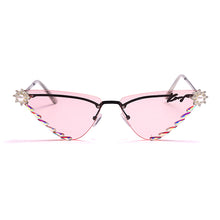 Load image into Gallery viewer, Rimless Rhinestone Sunglasses 2023 Women Cat Eye Punk Sun Glasses Lady Brand Designer Colorful Lens Eyewear UV400