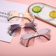 Load image into Gallery viewer, Rimless Rhinestone Sunglasses Women Bling Rhinestone Sun Glasses Shades Eyewear Lady Brand Designer Eyewear UV400