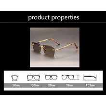 Load image into Gallery viewer, Rimless Sunglasses Brand Man Woman Acetate Metal Frame Natural Crystal Stone Rectangle Sun Glasses