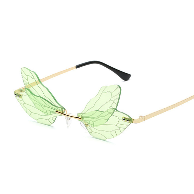 Rimless Sunglasses Women Dragonfly Steampunk Sun Glasses Female Frameless Gradient Clear Lens Oculos De Sol