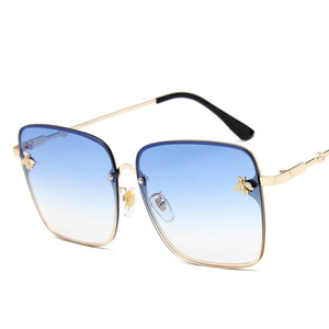 Square Bee Sunglasses Women Men Retro Brand designer Metal Frame Oversized Sun Glasses Female Grandient Shades Oculos