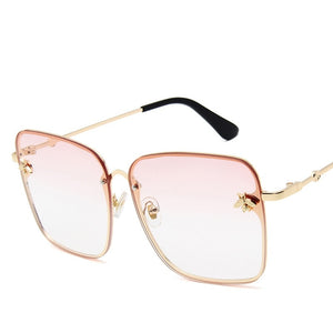 Square Bee Sunglasses Women Men Retro Brand designer Metal Frame Oversized Sun Glasses Female Grandient Shades Oculos
