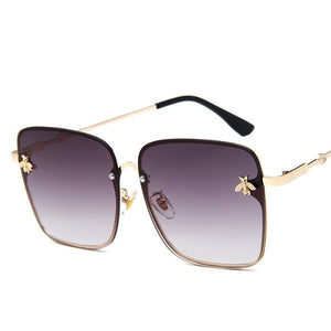 Square Bee Sunglasses Women Men Retro Brand designer Metal Frame Oversized Sun Glasses Female Grandient Shades Oculos