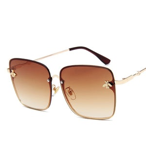 Square Bee Sunglasses Women Men Retro Brand designer Metal Frame Oversized Sun Glasses Female Grandient Shades Oculos