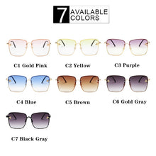 Load image into Gallery viewer, Square Bee Sunglasses Women Men Retro Brand designer Metal Frame Oversized Sun Glasses Female Grandient Shades Oculos