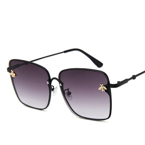 Square Bee Sunglasses Women Men Retro Brand designer Metal Frame Oversized Sun Glasses Female Grandient Shades Oculos