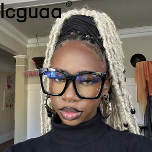 Square Brand Computer Prescription Glasses 2023 Rectangle White Eyeglasses Women Mens Anti Blue Light Glasses