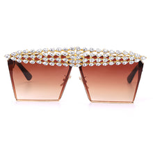 Load image into Gallery viewer, Square Diamond Sunglasses Women Men 2023 Flat Top Crystal Punk Sun Glasses Mirror Rhinestones Red Purple Eyewear UV400