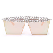 Load image into Gallery viewer, Square Diamond Sunglasses Women Men 2023 Flat Top Crystal Punk Sun Glasses Mirror Rhinestones Red Purple Eyewear UV400