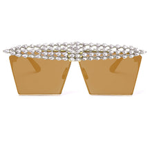 Load image into Gallery viewer, Square Diamond Sunglasses Women Men 2023 Flat Top Crystal Punk Sun Glasses Mirror Rhinestones Red Purple Eyewear UV400