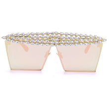 Load image into Gallery viewer, Square Diamond Sunglasses Women Men 2023 Flat Top Crystal Punk Sun Glasses Mirror Rhinestones Red Purple Eyewear UV400