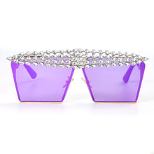 Load image into Gallery viewer, Square Diamond Sunglasses Women Men 2023 Flat Top Crystal Punk Sun Glasses Mirror Rhinestones Red Purple Eyewear UV400