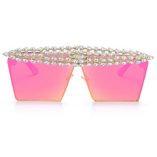 Load image into Gallery viewer, Square Diamond Sunglasses Women Men 2023 Flat Top Crystal Punk Sun Glasses Mirror Rhinestones Red Purple Eyewear UV400