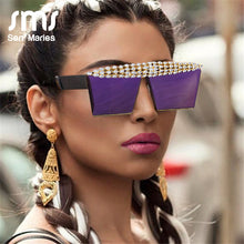 Load image into Gallery viewer, Square Diamond Sunglasses Women Men 2023 Flat Top Crystal Punk Sun Glasses Mirror Rhinestones Red Purple Eyewear UV400