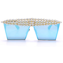 Load image into Gallery viewer, Square Diamond Sunglasses Women Men 2023 Flat Top Crystal Punk Sun Glasses Mirror Rhinestones Red Purple Eyewear UV400