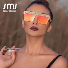 Load image into Gallery viewer, Square Diamond Sunglasses Women Men 2023 Flat Top Crystal Punk Sun Glasses Mirror Rhinestones Red Purple Eyewear UV400