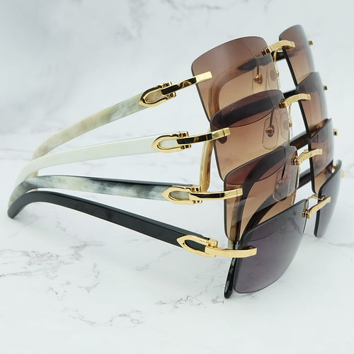 Square Sunglasses Genuine Buffalo Horn Glasses Mens Brand Designer Sunglasses Vintage Carter Buffs Rimless carters glass