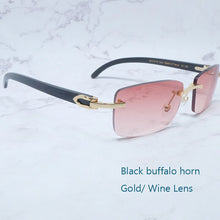 Load image into Gallery viewer, Square Sunglasses Genuine Buffalo Horn Glasses Mens Brand Designer Sunglasses Vintage Carter Buffs Rimless carters glass
