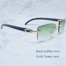 Load image into Gallery viewer, Square Sunglasses Genuine Buffalo Horn Glasses Mens Brand Designer Sunglasses Vintage Carter Buffs Rimless carters glass