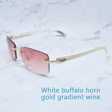 Load image into Gallery viewer, Square Sunglasses Genuine Buffalo Horn Glasses Mens Brand Designer Sunglasses Vintage Carter Buffs Rimless carters glass