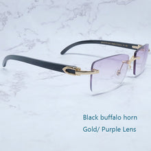 Load image into Gallery viewer, Square Sunglasses Genuine Buffalo Horn Glasses Mens Brand Designer Sunglasses Vintage Carter Buffs Rimless carters glass