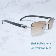 Load image into Gallery viewer, Square Sunglasses Genuine Buffalo Horn Glasses Mens Brand Designer Sunglasses Vintage Carter Buffs Rimless carters glass