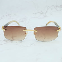 Load image into Gallery viewer, Square Sunglasses Genuine Buffalo Horn Glasses Mens Brand Designer Sunglasses Vintage Carter Buffs Rimless carters glass