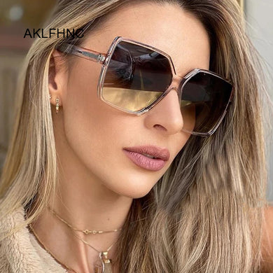 Square Sunglasses Women Brand Designer Retro Plastic Frame Big Sun Glasses Female Vintage Gradient Male Oculos Feminino