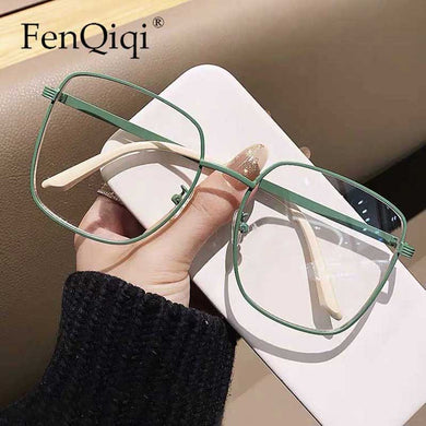 Square Sunglasses Women Brand Designer Vintage Alloy Frame Mint Anti-blue Light Eye Wear Optical Lens lunette de soleil