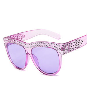 Square Sunglasses Women Oversized Frame Bling Brand Eye Glasses Female Shades Imitation Diamond Eyewear