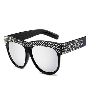 Square Sunglasses Women Oversized Frame Bling Brand Eye Glasses Female Shades Imitation Diamond Eyewear