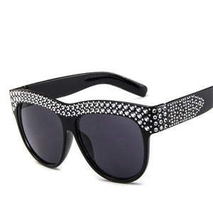 Square Sunglasses Women Oversized Frame Bling Brand Eye Glasses Female Shades Imitation Diamond Eyewear
