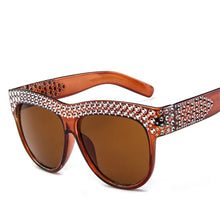 Carica l&#39;immagine nel visualizzatore di Gallery, Square Sunglasses Women Oversized Frame Bling Brand Eye Glasses Female Shades Imitation Diamond Eyewear
