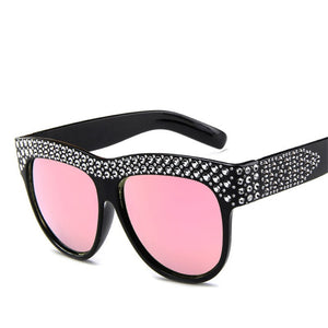 Square Sunglasses Women Oversized Frame Bling Brand Eye Glasses Female Shades Imitation Diamond Eyewear