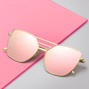Square Women Sunglasses Brand Designer Classic Metal Female Sun Glasses Men Coated Mirror UV400 Oculos De Sol
