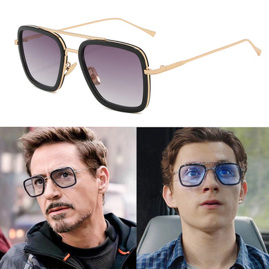 Steampunk Men Sunglasses Tony Stark Iron Man Sun Glasses Vintage Metal Eyewear Steam Punk Sunglass UV400 Male Gafas
