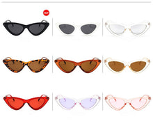 Load image into Gallery viewer, Sunglasses Cute Sexy Retro Cat Eye Sunglasses Women Small Black White Triangle Vintage Lady Sun Glasses Red Femal